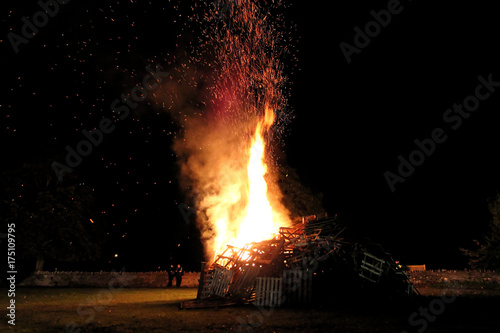Downend, England - November 01, 2013: Bonfire night. The British festival is associated with the tradition of celebrating the failure of Guy Fawkes' action on 5 November 1605.