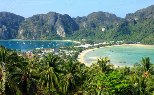 View of the island  Phi Phi Don  from the viewing point,  South of Thailand. © arbalest