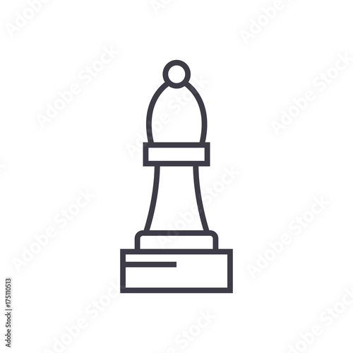 chess bishop vector line icon, sign, illustration on white background, editable strokes