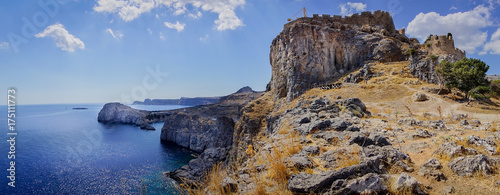 View at Lindou Bay from Lindos Rhodes island, Greece. photo