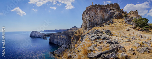 View at Lindou Bay from Lindos Rhodes island, Greece.