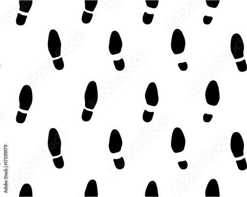 Black prints of shoes on a white background, seamless
