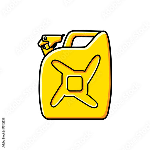 Yellow gasoline fuel jerry can isolated.