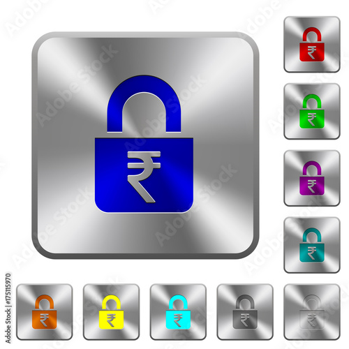 Locked rupees rounded square steel buttons