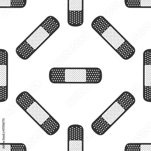 Medical bandage plaster icon seamless pattern on white background. Flat design. Vector Illustration