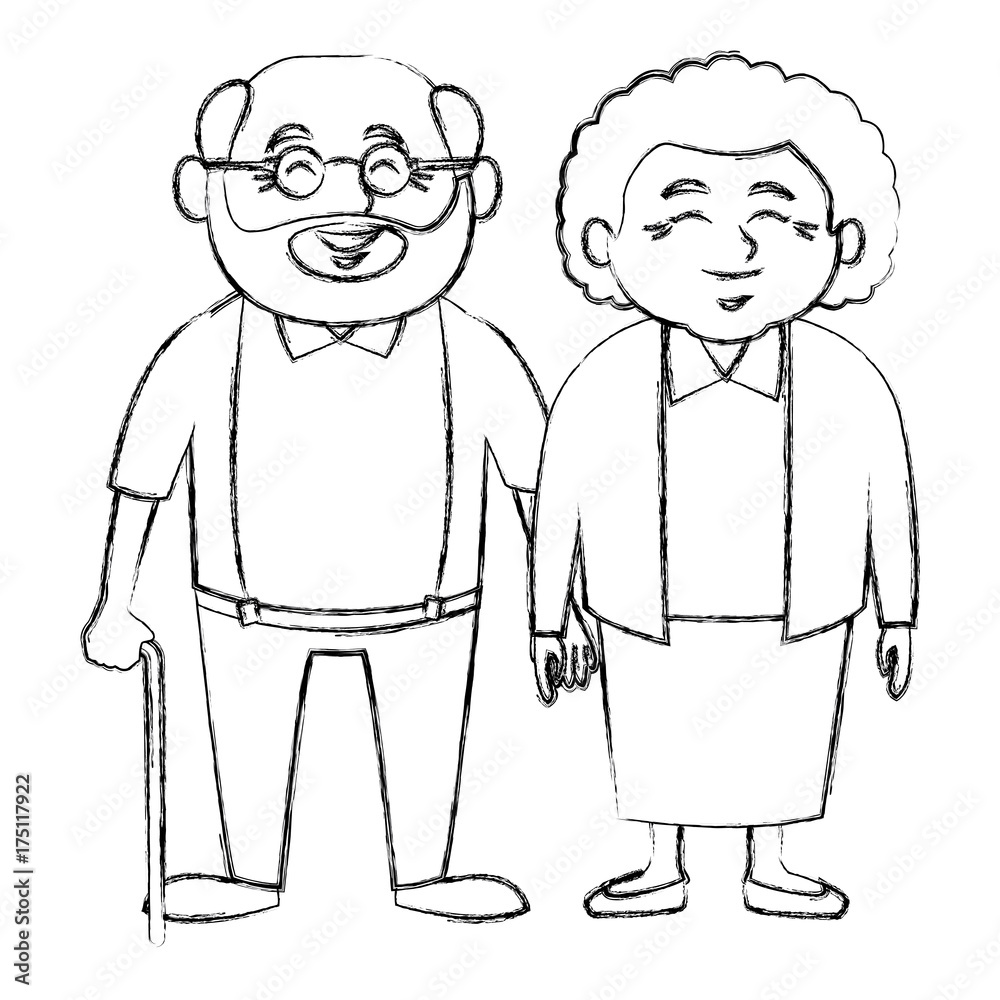 Continuous one line drawing grandparent with children and grandchildren.  Grandparents day concept. Single line draw design vector graphic  illustration. 24221709 Vector Art at Vecteezy