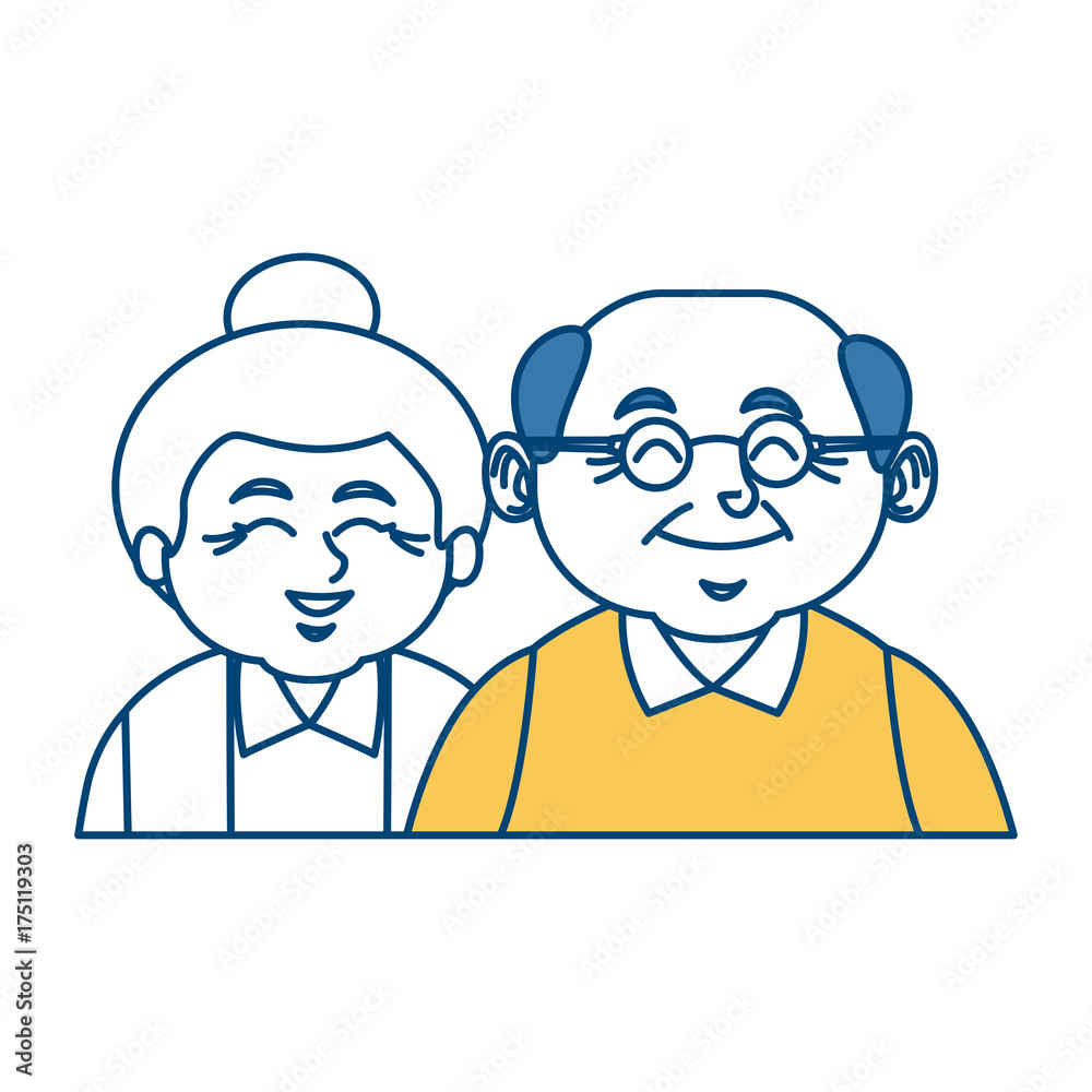 Cute grandparents couple cartoon icon vector illustration graphic design Cute grandparents couple cartoon icon vector illustration graphic design