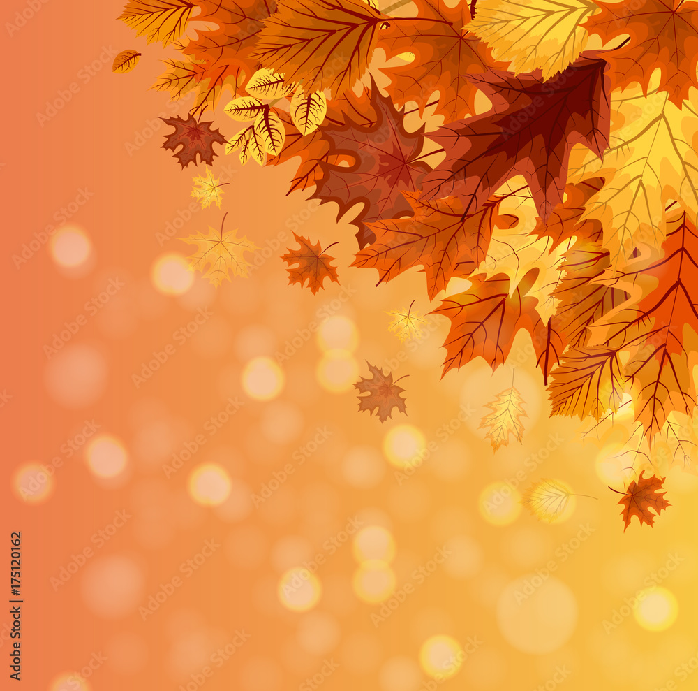 Abstract Vector Illustration Autumn Happy Thanksgiving Background with Falling Autumn Leaves Abstract Vector Illustration Autumn Happy Thanksgiving Background with Falling Autumn Leaves