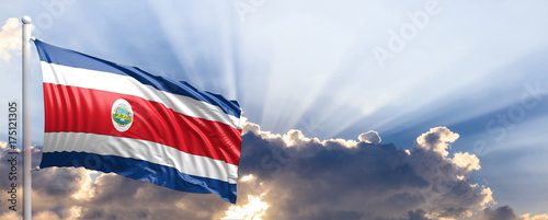 Costa Rica flag on blue sky. 3d illustration