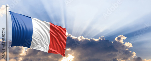 France flag on blue sky. 3d illustration