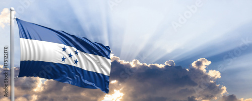 Honduras flag on blue sky. 3d illustration photo