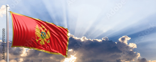 Montenegro flag on blue sky. 3d illustration