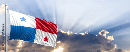 Panama flag on blue sky. 3d illustration