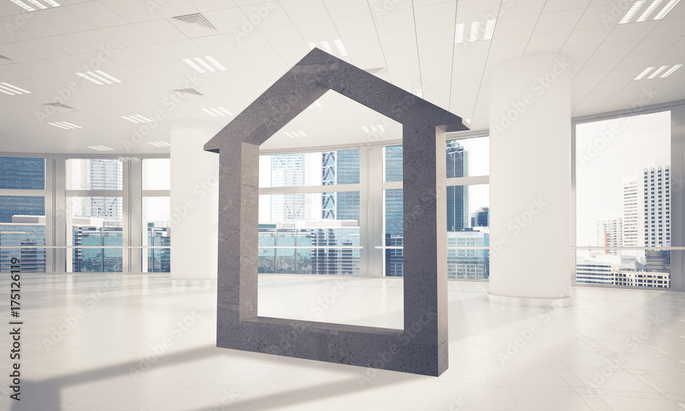 Fototapeta premium Conceptual background image of concrete home sign in modern offi