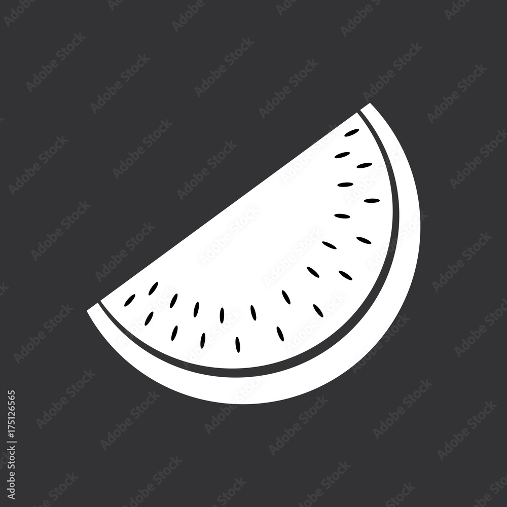 watermelon icon, symbol, pictogram, sign - white, black/grey background - cute - perfect for web & print - vector 