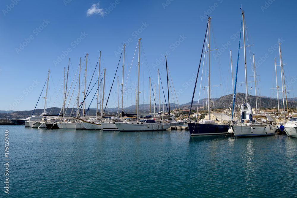 Yachts in the marina Agios Nikolaos. Crete. Greece.