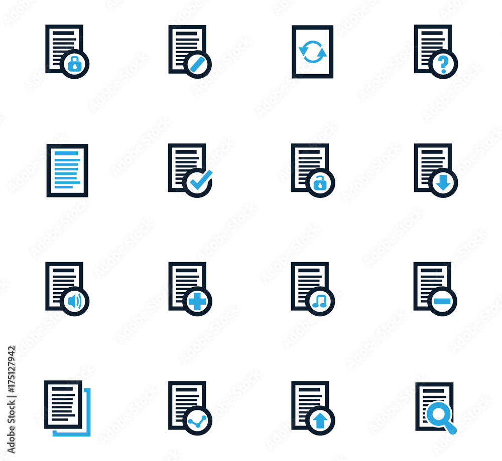 Documents icons set Documents icons set
