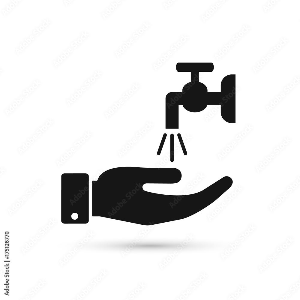 Water crane vector icon. Flat style isolated wash hands symbol Water crane vector icon. Flat style isolated wash hands symbol