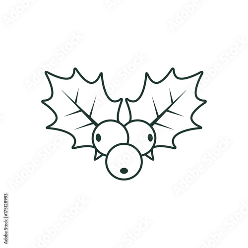 Holly berry Christmas line icon. Vector flat style outline illustration