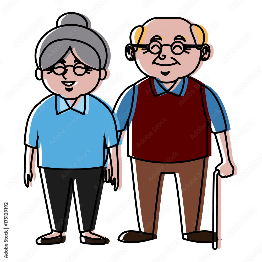 Cute grandparents couple cartoon icon vector illustration graphic design Cute grandparents couple cartoon icon vector illustration graphic design