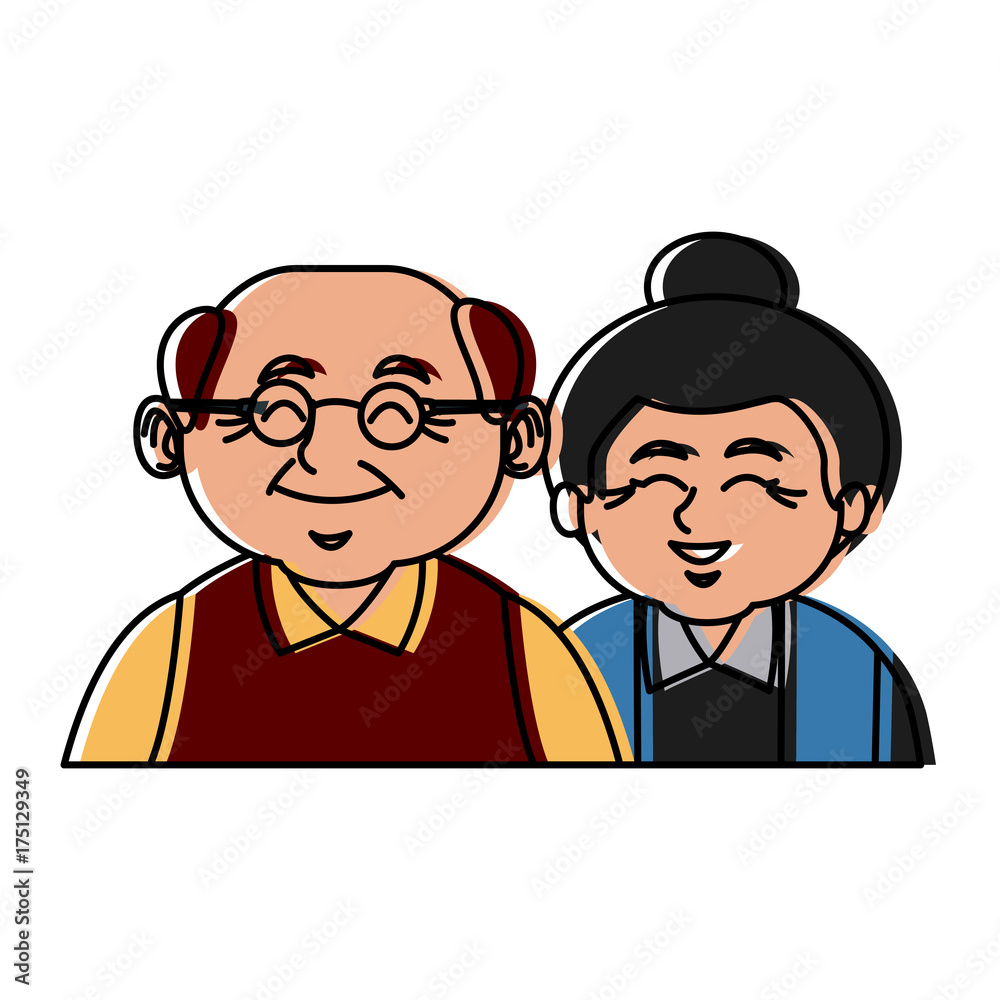 Cute grandparents couple cartoon icon vector illustration graphic design Cute grandparents couple cartoon icon vector illustration graphic design