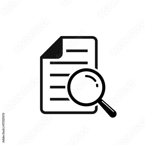 Document search vector icon. Flat style isolated symbol