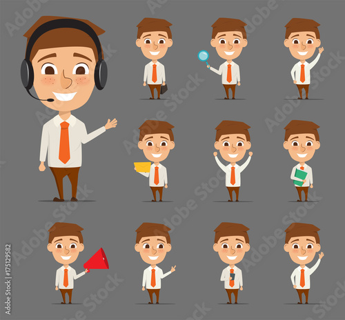 Business man character in occupation with illustration vector. anime cartoon design. © Felizlalala