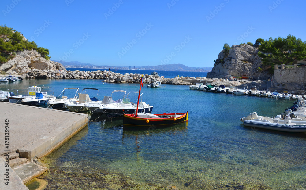 Small harbor in the Calanques, south of France