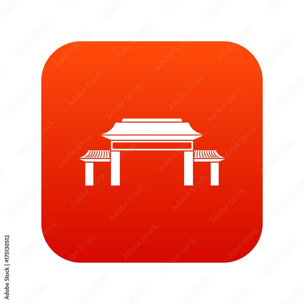 Pagoda icon digital red Pagoda icon digital red
