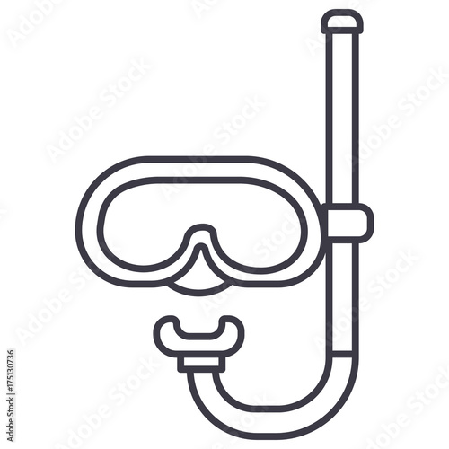 diving mask  vector line icon, sign, illustration on white background, editable strokes