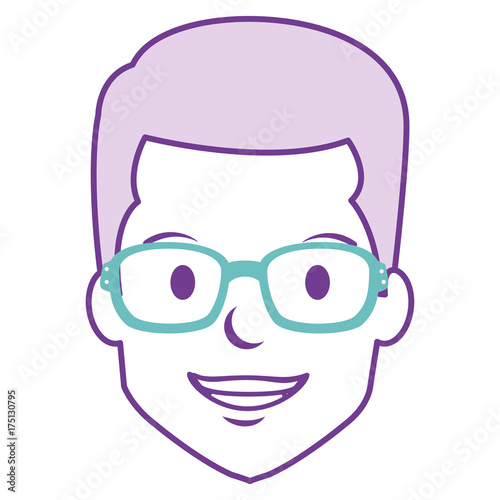 young man head with glasses avatar character