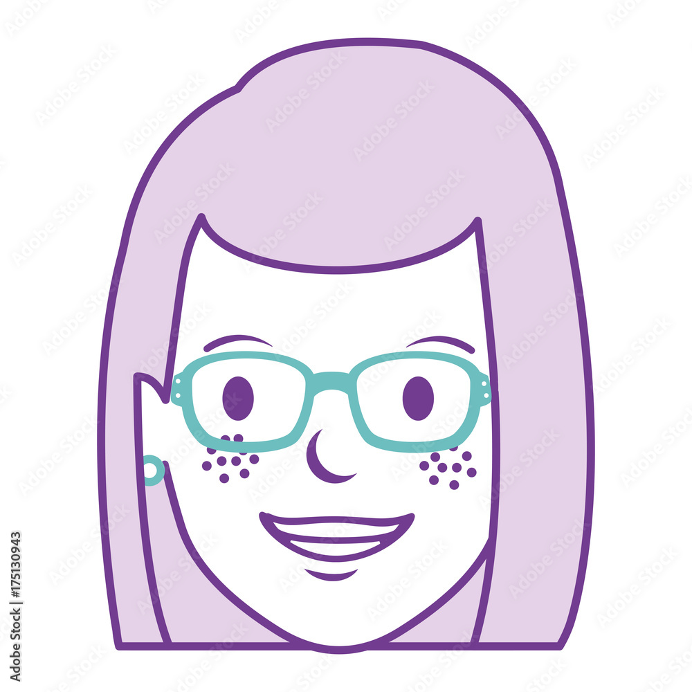 Obraz premium beautiful woman head with glasses avatar character