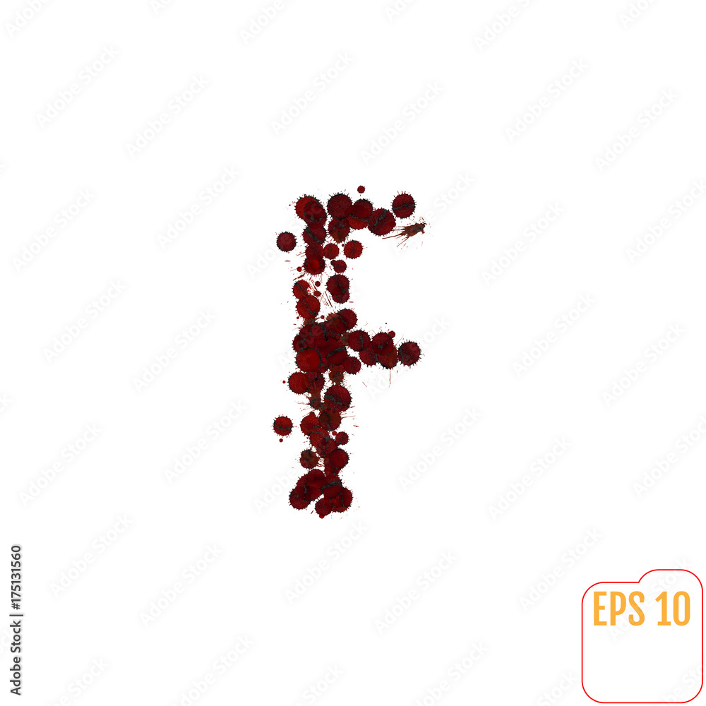 Blood Alphabet, various blood or paint splatters, different blood splashes, drops and trail. Letter Blood Alphabet, various blood or paint splatters, different blood splashes, drops and trail. Letter