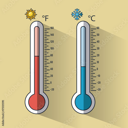 Cold and hot thermometer temperature icon vector illustration graphic design