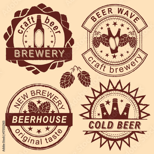 Rero beer shop logo, emblems and badges vector set.