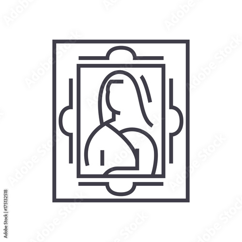 fine art, painting vector line icon, sign, illustration on white background, editable strokes