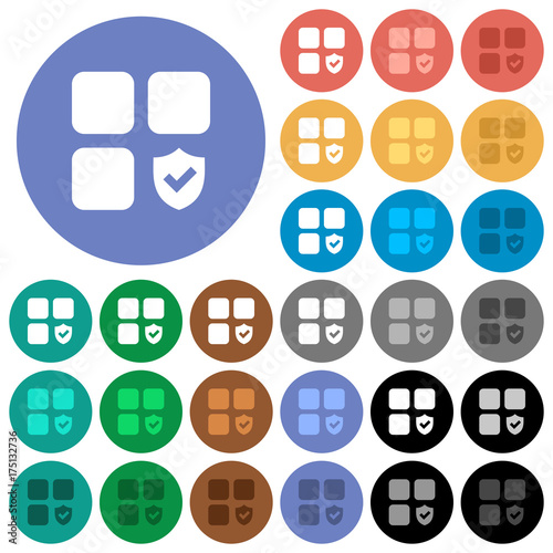 Protected component round flat multi colored icons