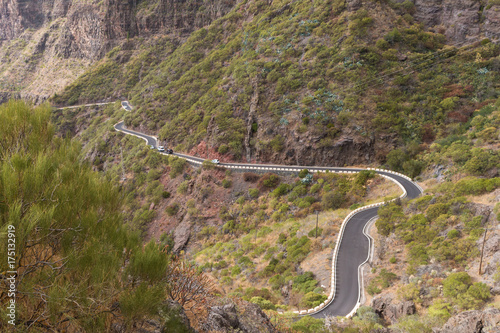 View at winding mountain road to Masca in Tenerife