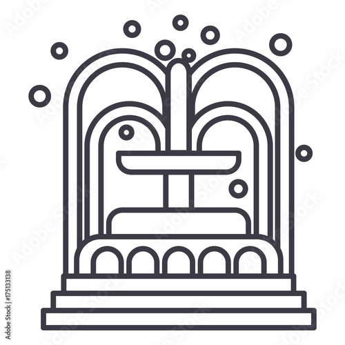 fountain vector line icon, sign, illustration on white background, editable strokes