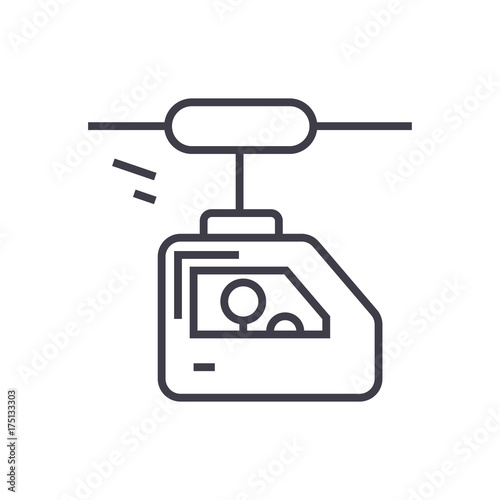 funicular vector line icon, sign, illustration on white background, editable strokes