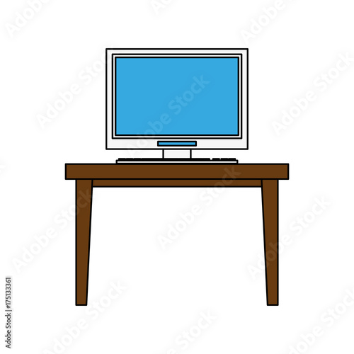 desk computer furniture icon image vector illustration design