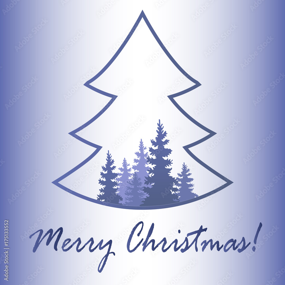 Christmas tree. Winter in the forest. Snowstorm. Faith. Vector illustration. Eps 10. Christmas tree. Winter in the forest. Snowstorm. Faith. Vector illustration. Eps 10.