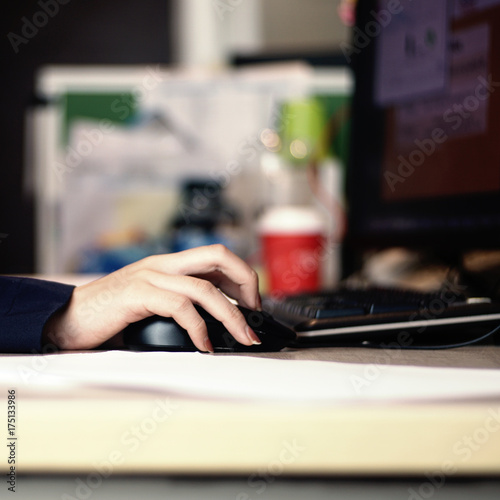 Cute woman hand working with mouse