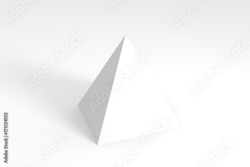 3d render of white pyramid on a gray background