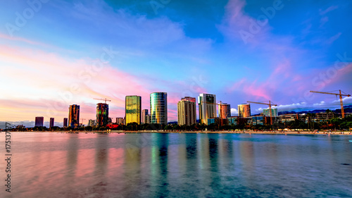 Honolulu Skyline at Sunset