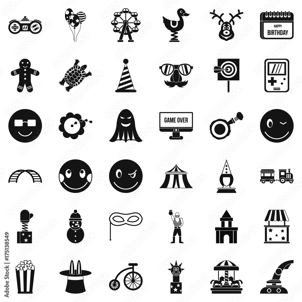 Fototapeta premium Entertainment icons set, simple style