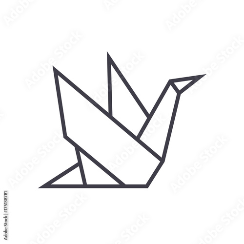 origami vector line icon, sign, illustration on white background, editable strokes