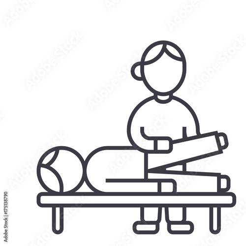 osteopathy,manual therapy,massage vector line icon, sign, illustration on white background, editable strokes