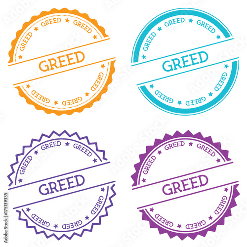 Greed badge isolated on white background. Flat style round label with text. Circular emblem vector illustration.