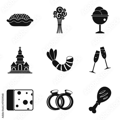Glad icons set, simple style